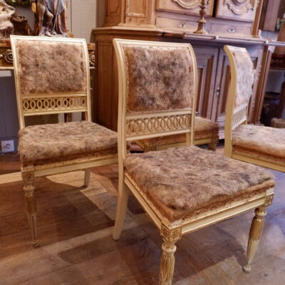 Suite of 4 Gustavian chairs ivory & gold lacquer ca.1870