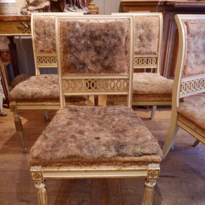 Suite of 4 Gustavian chairs ivory & gold lacquer ca.1870