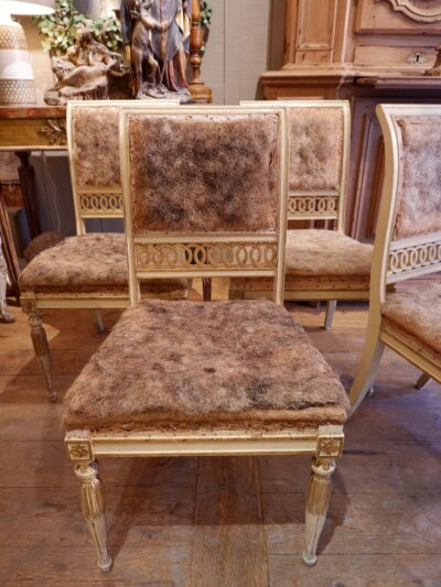 Suite of 4 Gustavian chairs ivory & gold lacquer ca.1870