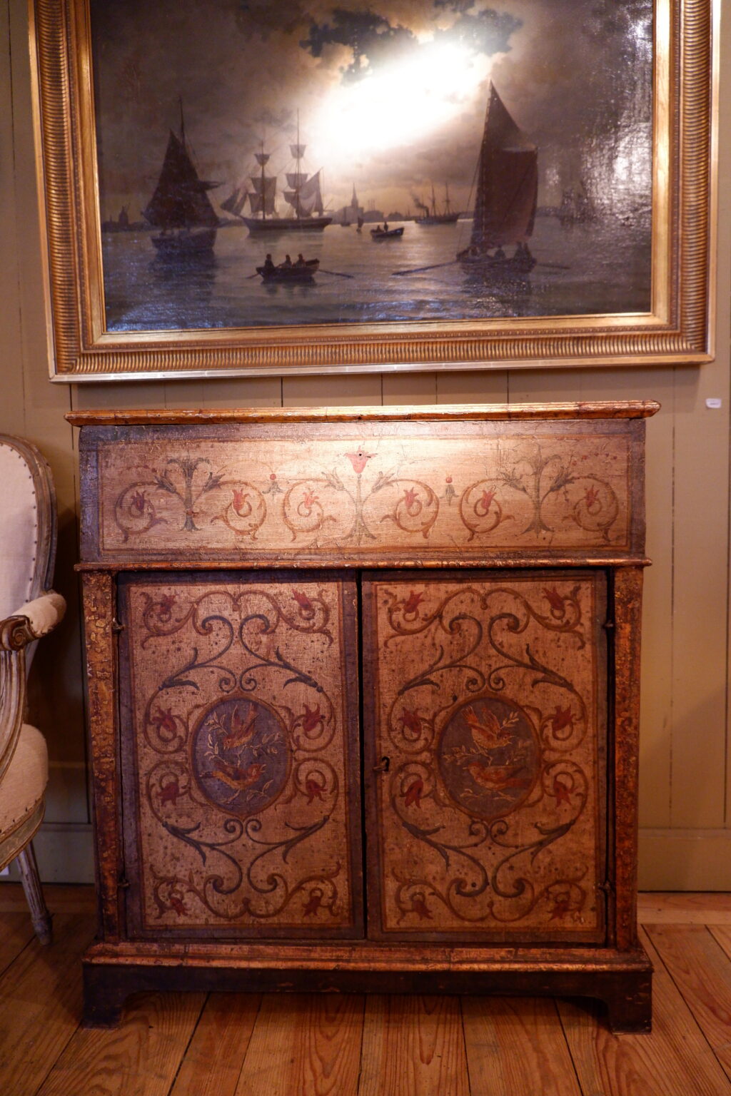 Petit meuble en bois peint "décor aux oiseaux" - Italie ca.1800 – Image 15