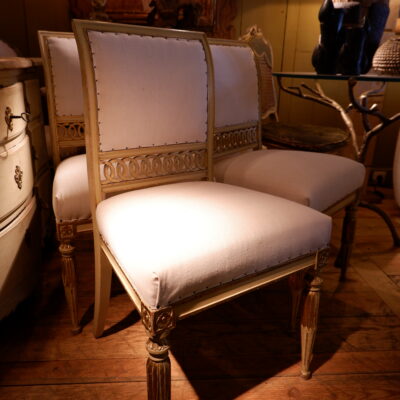 Suite of 4 Gustavian chairs ivory & gold lacquer ca.1870