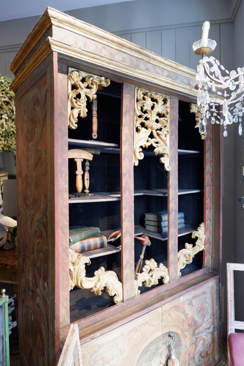 Painted wood shelving unit or bookcase - Italy late 19th century - Image 4