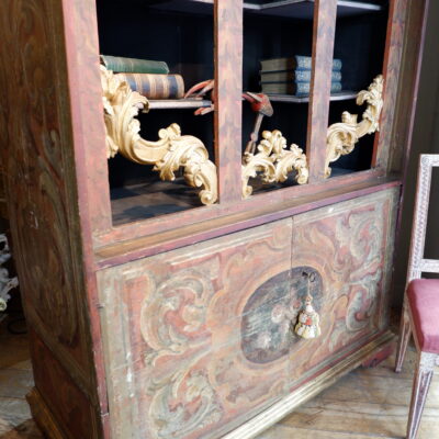 Painted wood shelving unit or bookcase - Italy, late 19th century