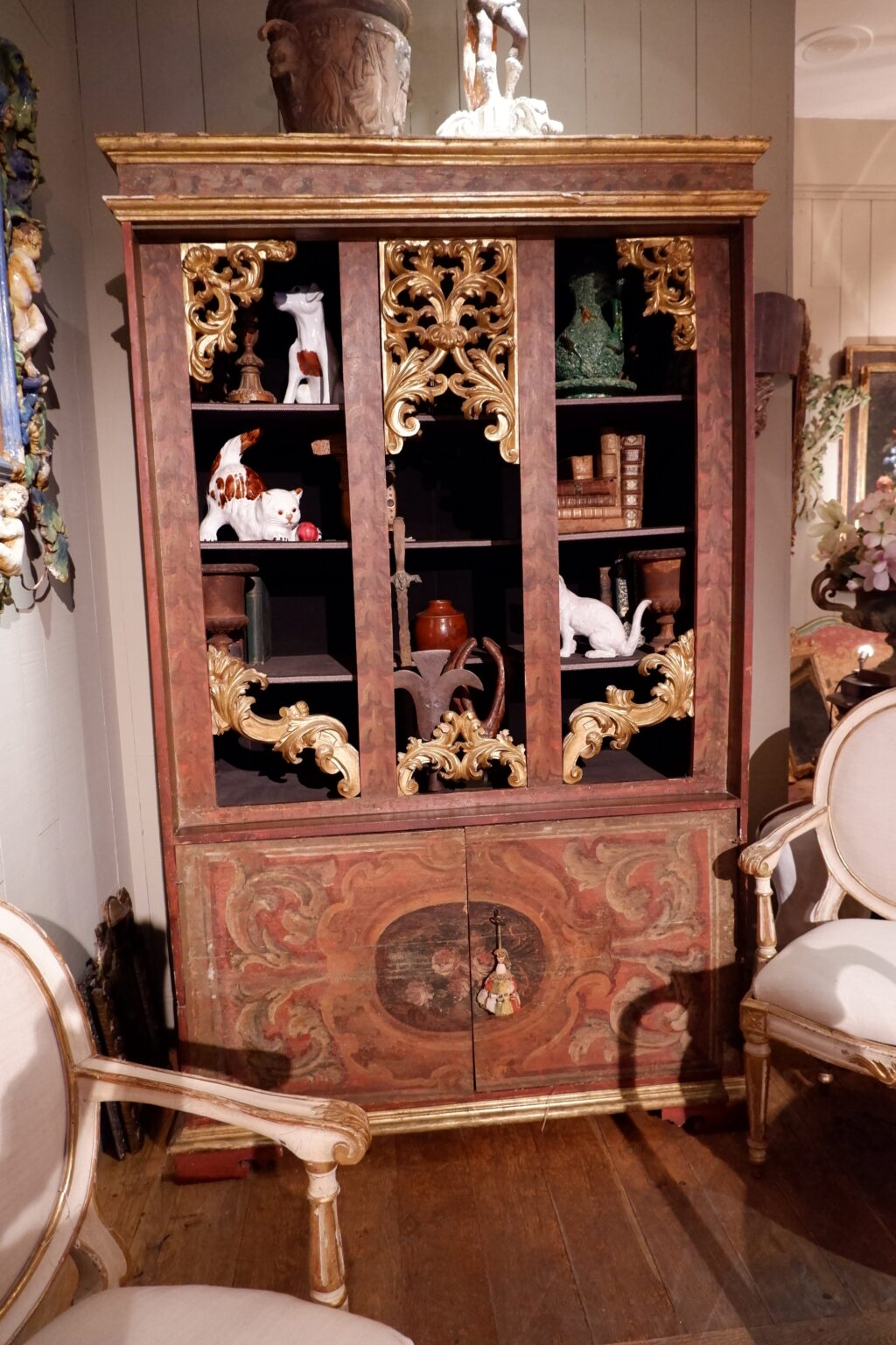 Painted wood shelving unit or bookcase - Italy, late 19th century