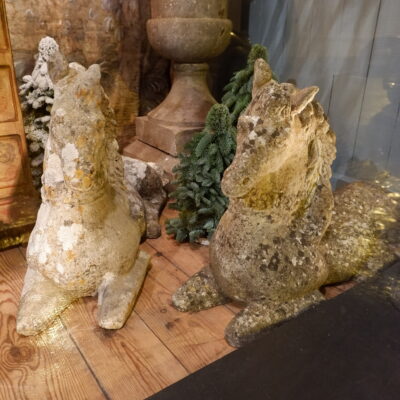 2 Paires de chevaux en pierre reconstituée & sculptée – fin XIXe