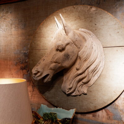 LARGE ZINC SIGN - HORSE HEAD IN PROFILE 19TH CENTURY FRANCE