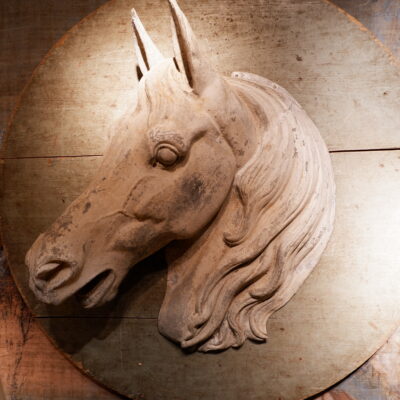 GRANDE ENSEIGNE EN ZINC -TETE DE CHEVAL DE PROFIL FRANCE XIXE