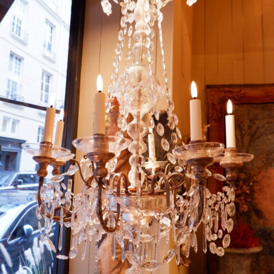 PAIRE DE GRANDS LUSTRES ITALIEN EN VERRE SOUFFLE ET CRISTAL MILIEU XIXE
