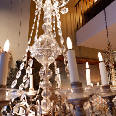 PAIRE DE GRANDS LUSTRES ITALIEN EN VERRE SOUFFLE ET CRISTAL MILIEU XIXE