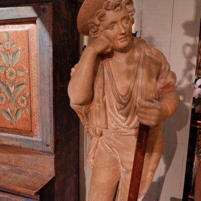 Terracotta statue of a gardener with his shovel - France late 19th century