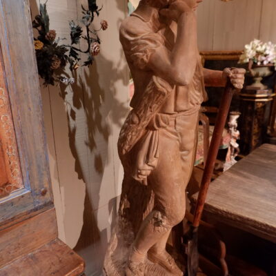 Terracotta statue of a gardener with his shovel - France late 19th century
