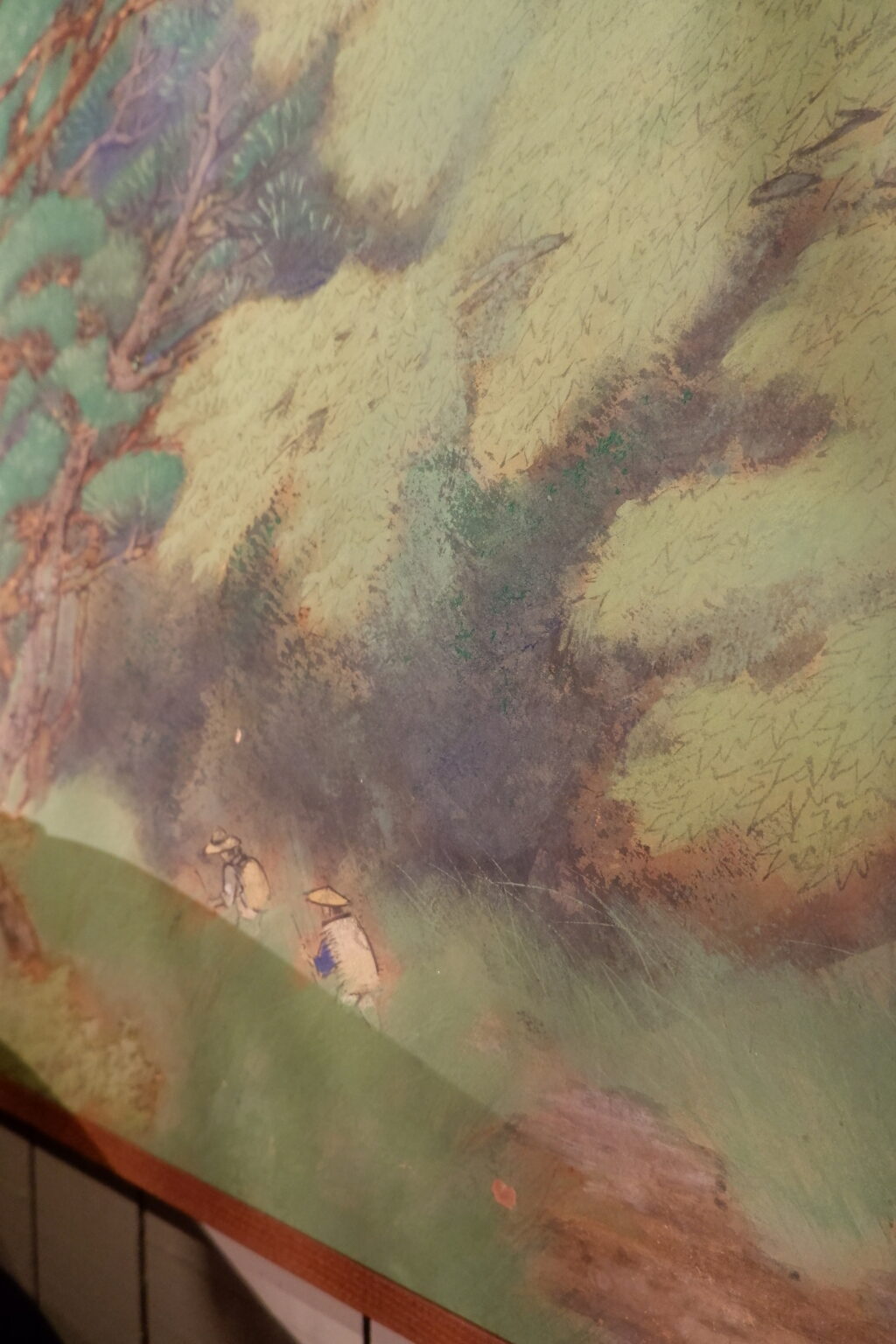 Paravent japonais à deux feuilles de la période Taisho-showa "paysage de montagne" début XIXe – Image 10