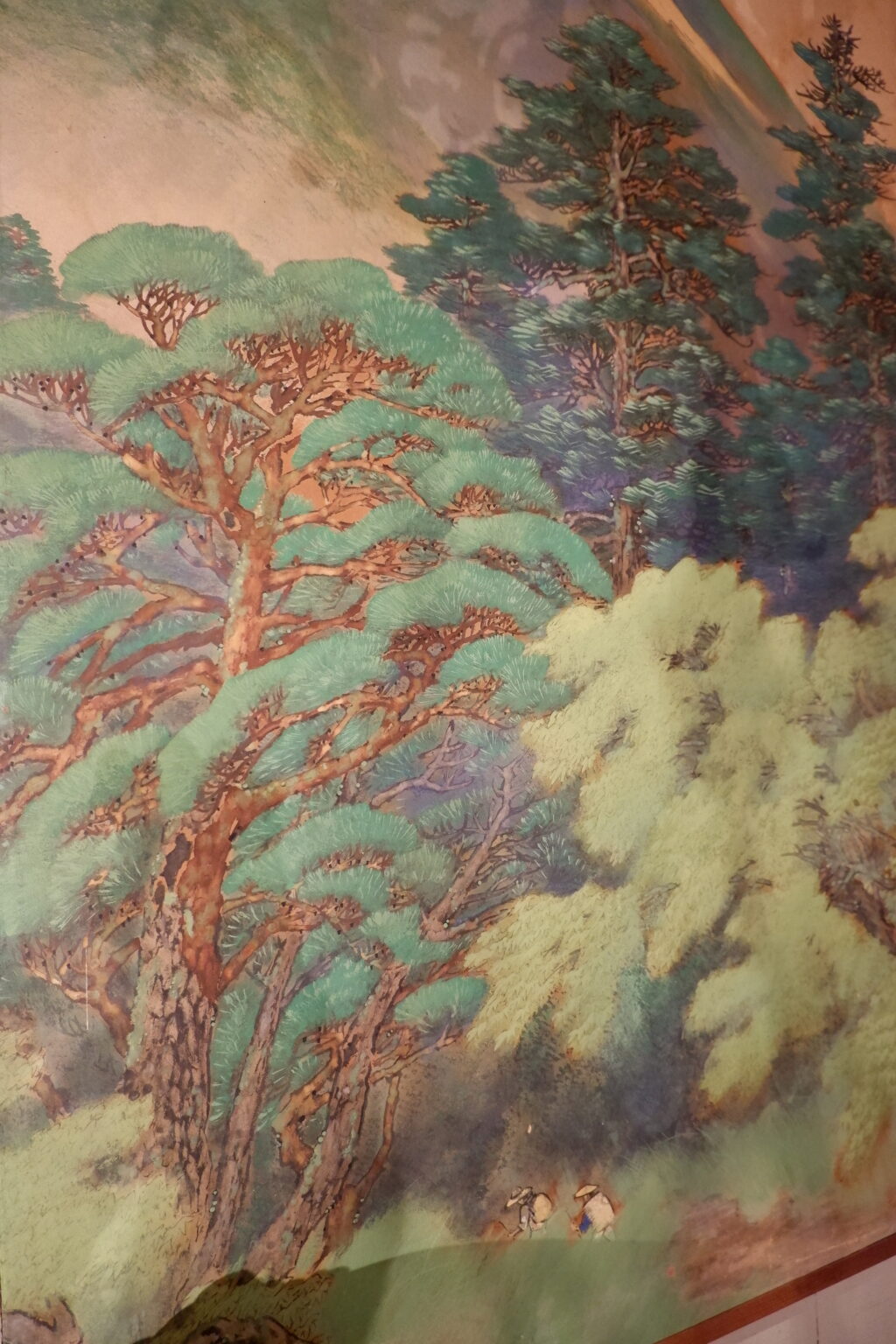 Paravent japonais à deux feuilles de la période Taisho-showa "paysage de montagne" début XIXe – Image 8
