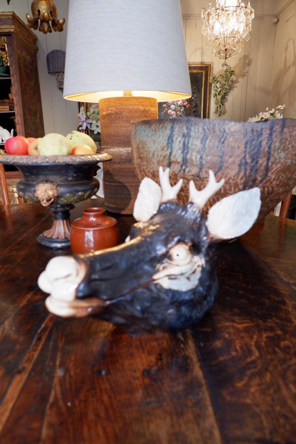 Paire de terrines en porcelaine "têtes de cerfs" par la manufacture italienne - fin XIXe – Image 8