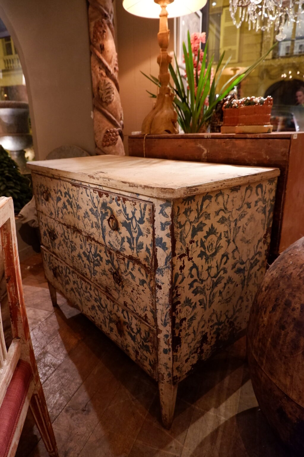 3-drawer chest of drawers with blue-on-white painted decoration - 20th century - Image 8