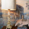 Grande lampe "pique-cierge en bois doré" XVIIIe