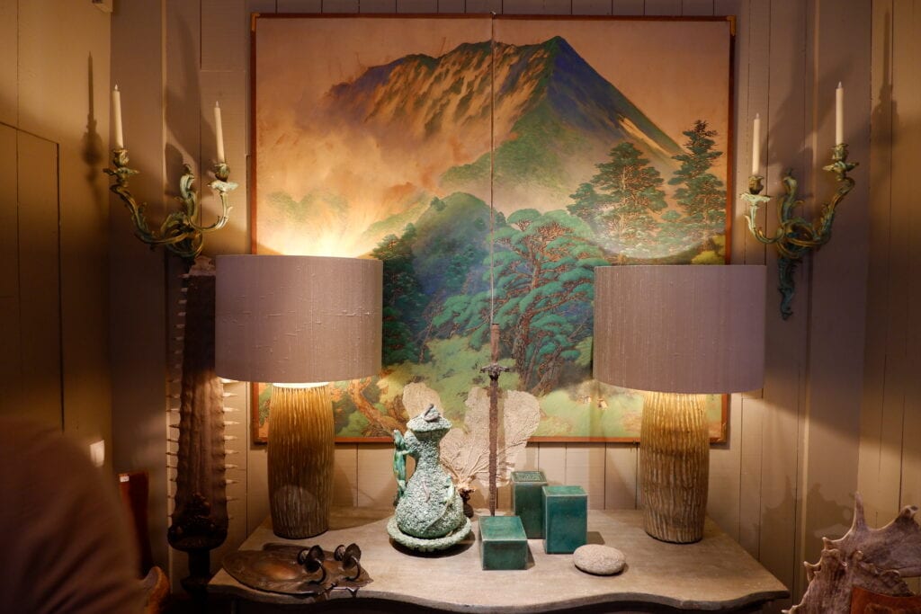 Paravent japonais à deux feuilles de la période Taisho-showa "paysage de montagne" début XIXe – Image 2
