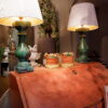 Paire de lampes balustres en céramique verte XIXe + abat-jour en lin naturel – Image 6