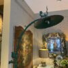 Paire de lampadaires de jardin aux "écureuils" fonte & abat-jour en tôle - verre opalin ca.1900 – Image 8