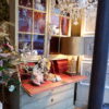 Meuble vitrine & bureau scriban patine verte d'origine - Suède XIXe – Image 2