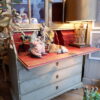 Meuble vitrine & bureau scriban patine verte d'origine - Suède XIXe – Image 5