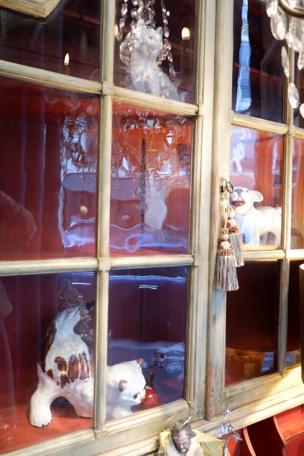 Meuble vitrine & bureau scriban patine verte d'origine - Suède XIXe – Image 6