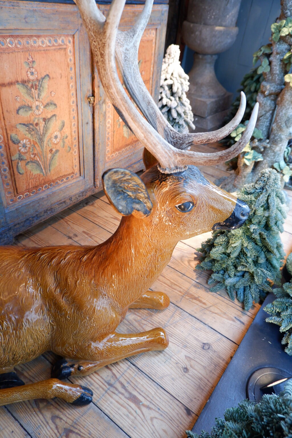 Sculpture de cerf en céramique émaillée - Poterie du Mésnil-Bavent fin XIXe – Image 3
