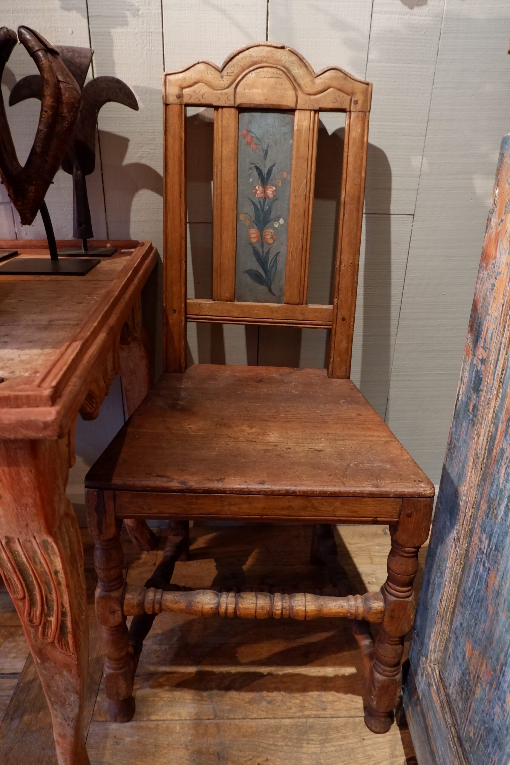 Grand buffet double corps baroque suédois d'époque XVIIIe patine rouge d'origine - intérieur bleu – Image 14
