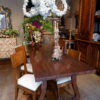 Grande table en noyer entretoise en fer forgé XIXe
