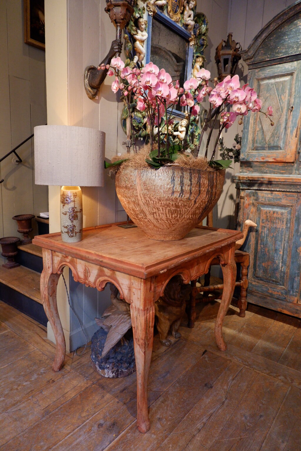 Norwegian Roccoco style carved wood side table, early 18th century