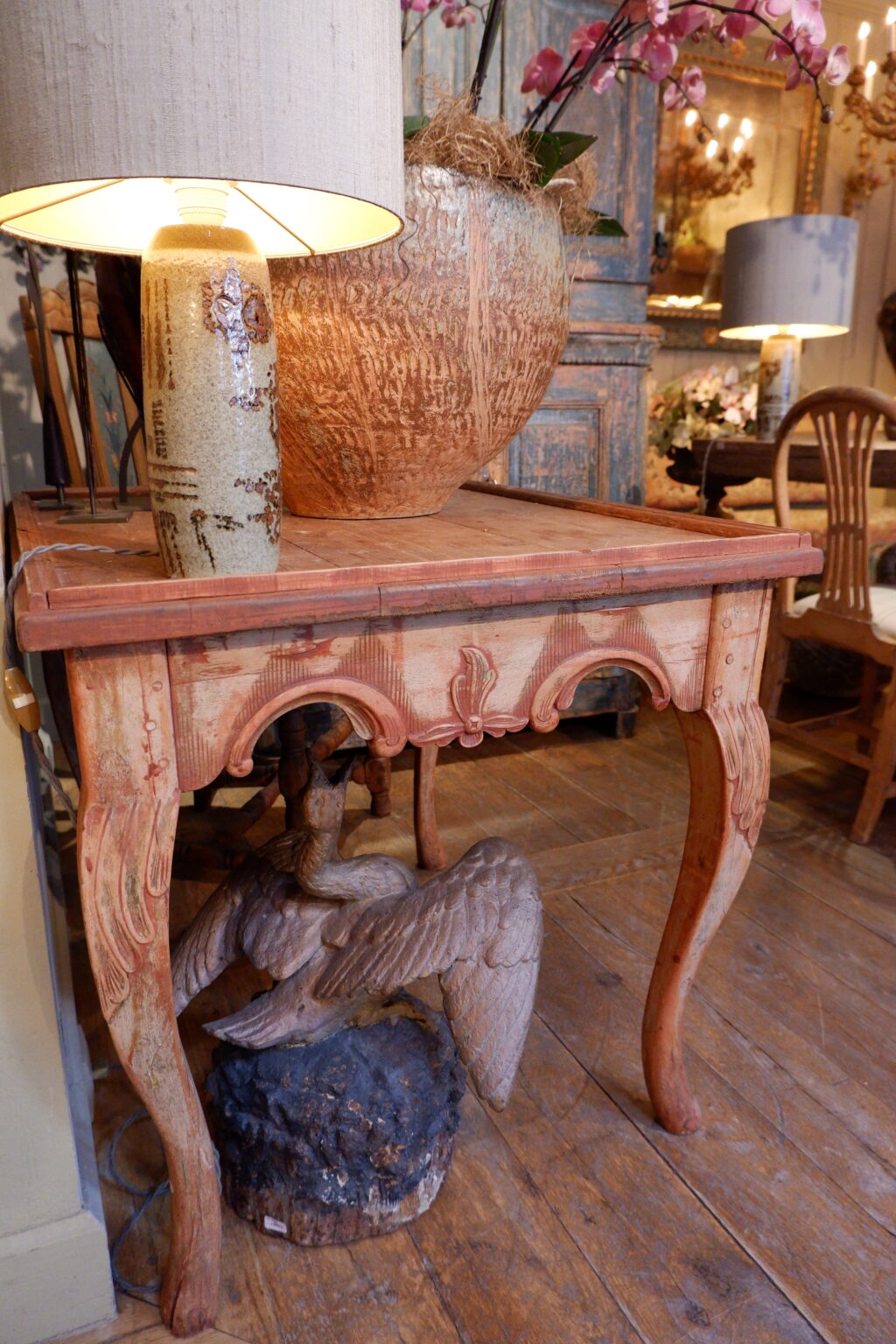 Early 18th century Norwegian carved wood Roccoco style side table - Image 4