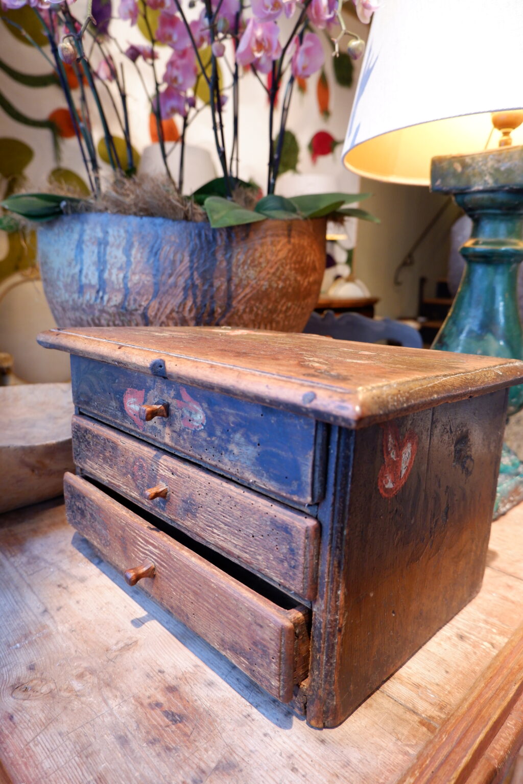 Commode miniature ou coffre à bijoux en bois peint - Suède ca.1800 – Image 2