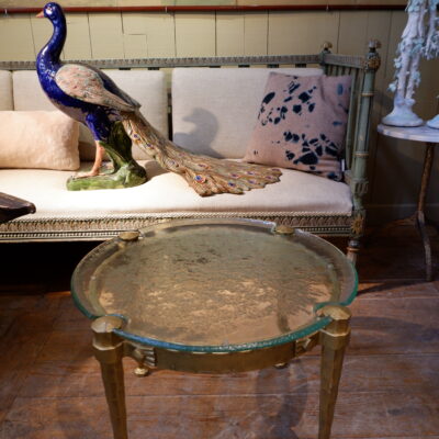 Bronze side table with frosted glass top ca.1960