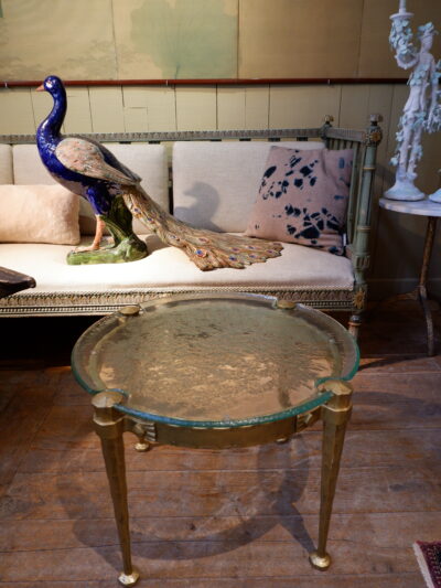 Bronze side table with frosted glass top ca.1960