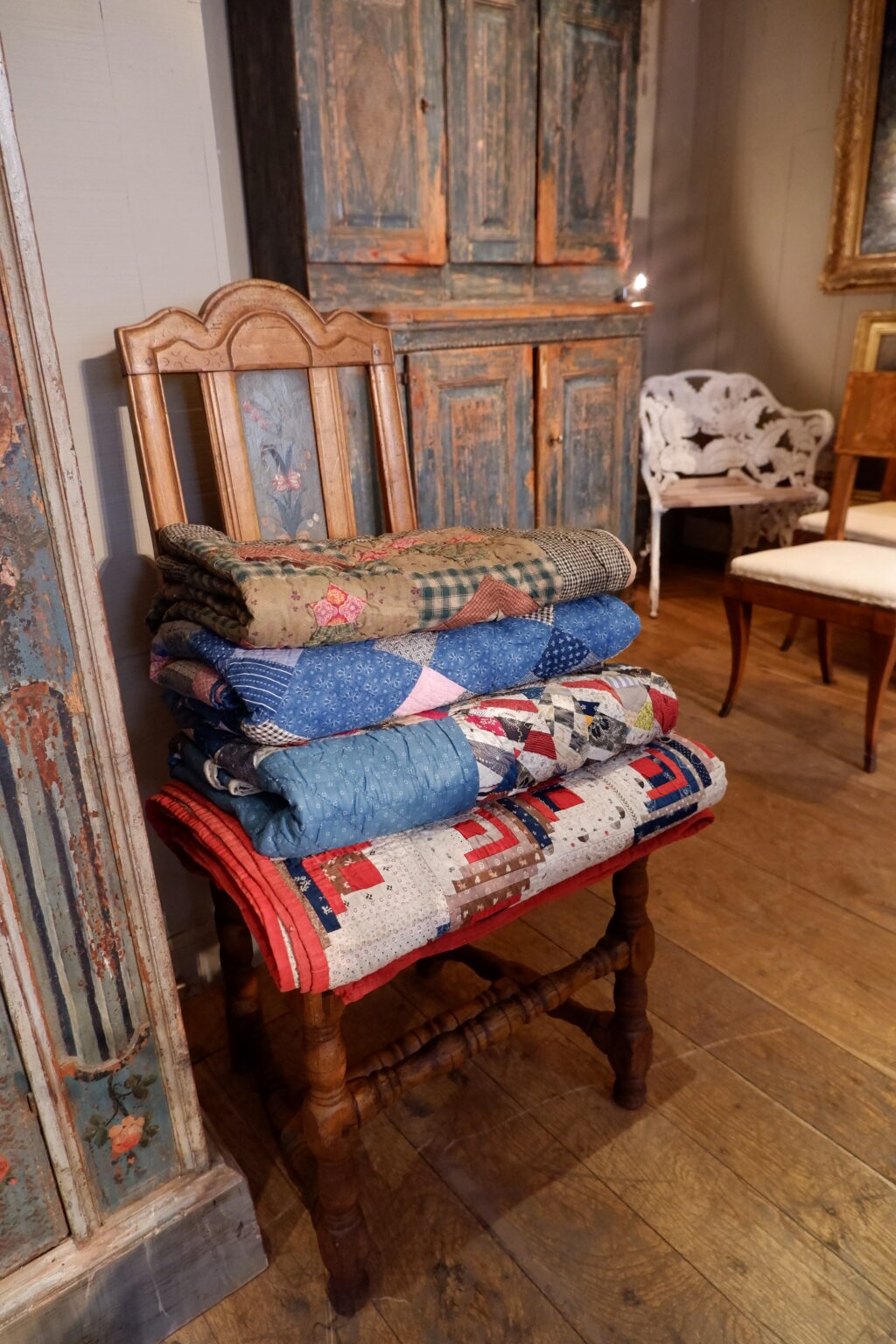 Chaise provinciale baroque Suédoise en bois peint ca.1800 – Image 10