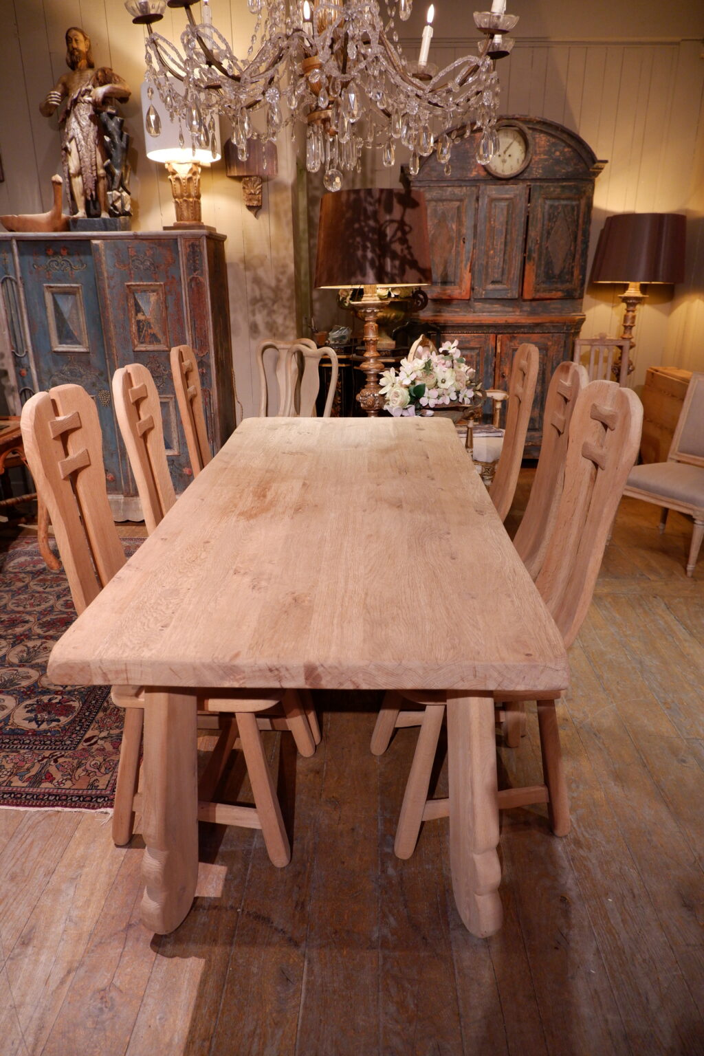 SANDED OAK DINING OR DESKTOP TABLE CA.1960 - Image 5