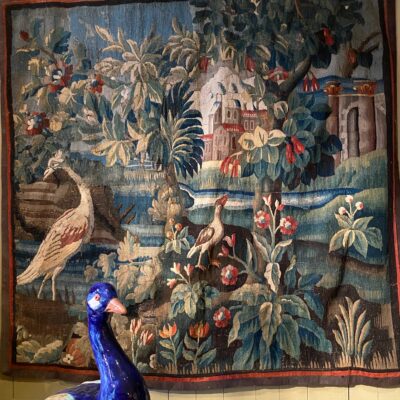 Late 18th century Aubusson tapestry - birds in a green motif.