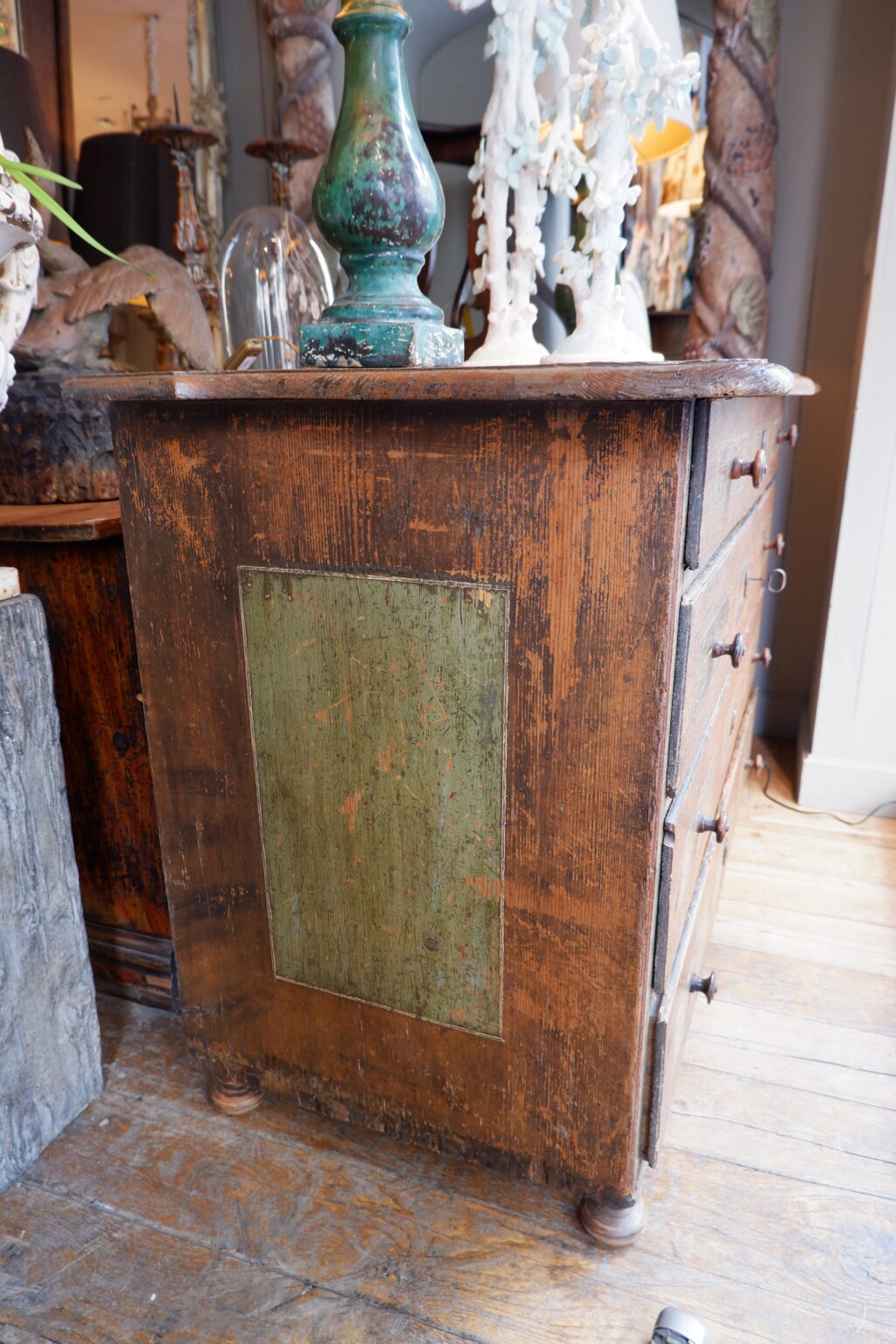 Grande commode à 4 tiroirs en bois peint - Alpes du Sud ca.1816 – Image 3