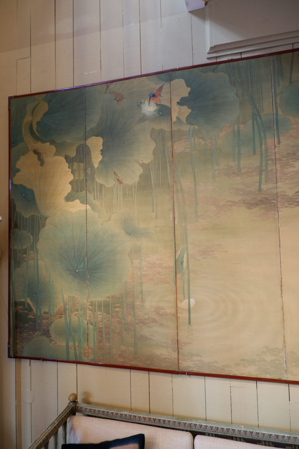Paravent Japonais à 6 feuilles motif peint sur soie fin XIXe – Image 4
