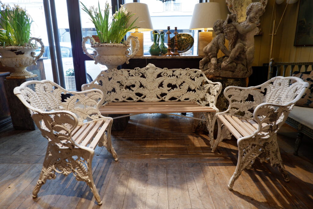 Paire de fauteuils de jardin "Fougères" en fonte blanche - Suède ca.1900 – Image 5