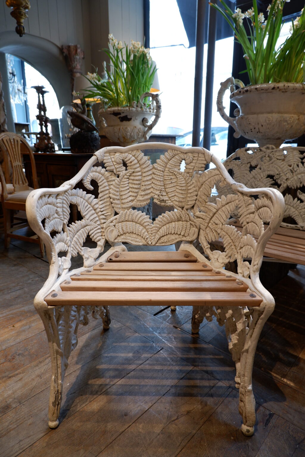 Paire de fauteuils de jardin "Fougères" en fonte blanche - Suède ca.1900 – Image 7