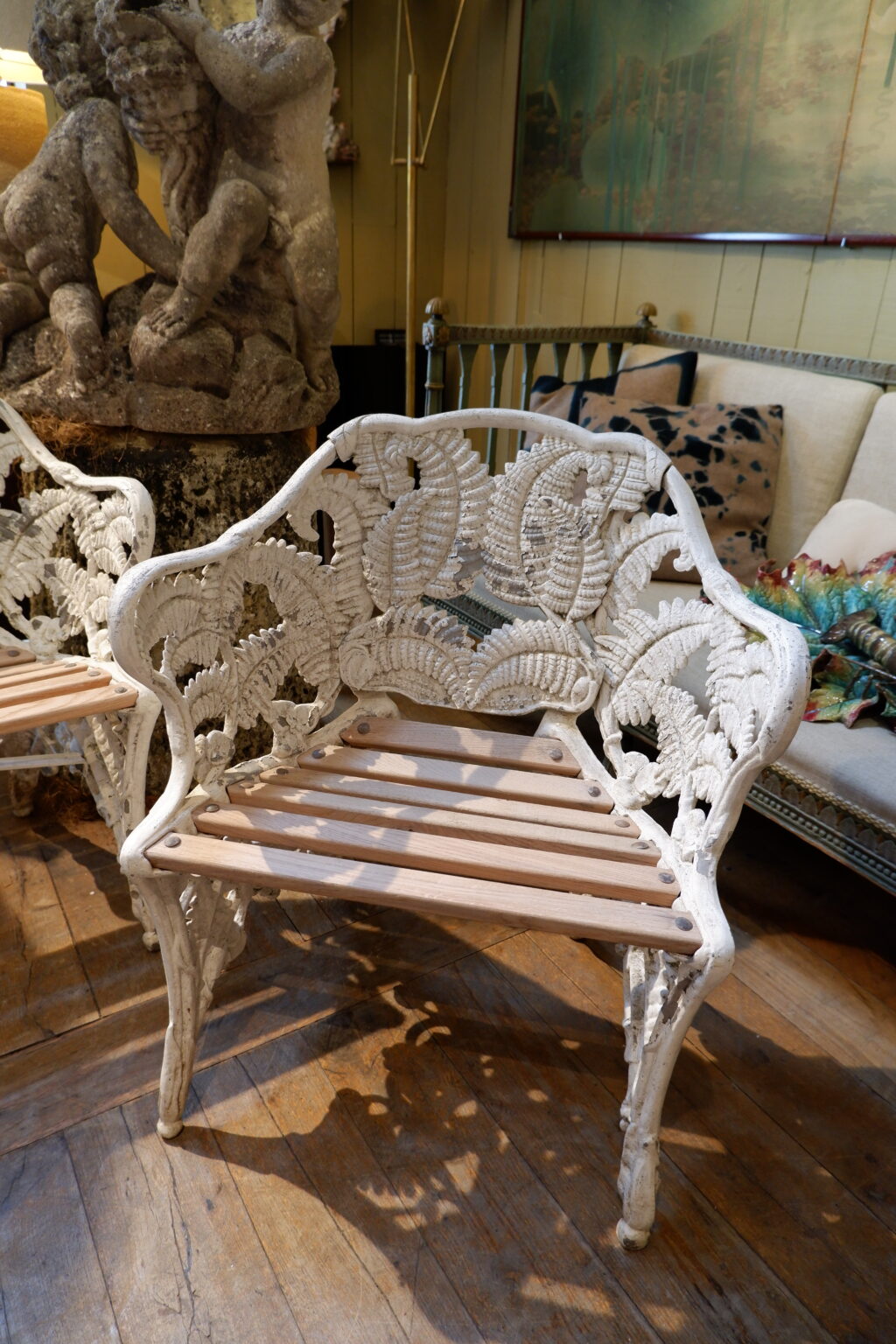 Paire de fauteuils de jardin "Fougères" en fonte blanche - Suède ca.1900 – Image 3