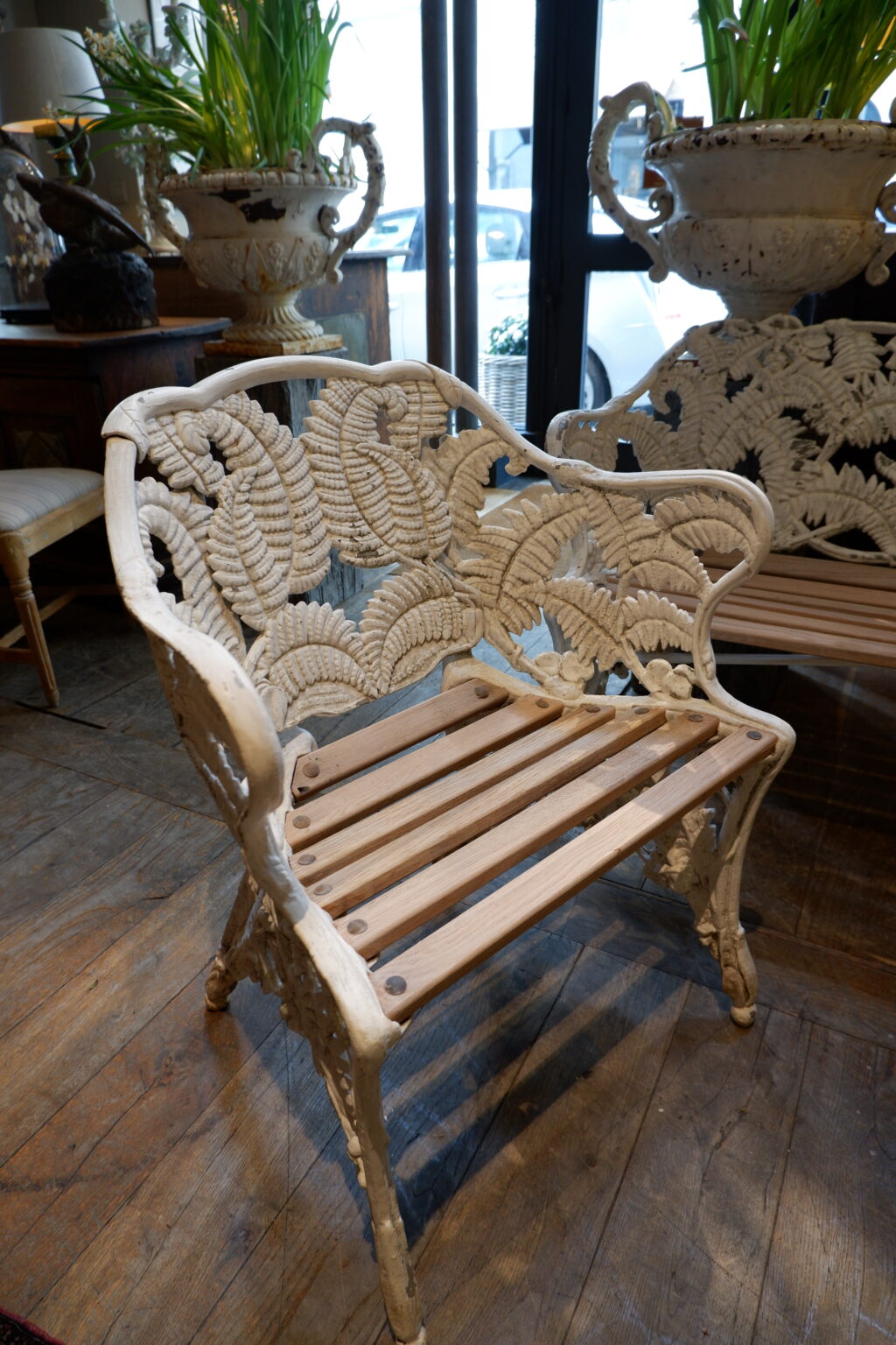 Paire de fauteuils de jardin "Fougères" en fonte blanche - Suède ca.1900 – Image 6