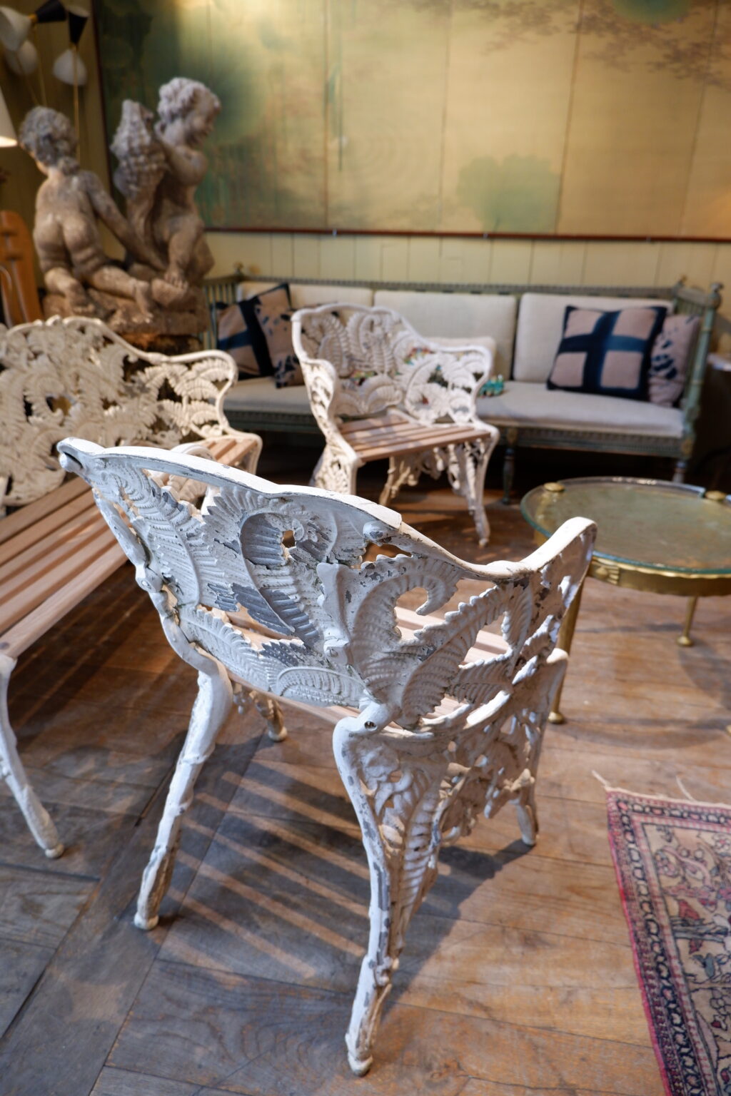 Paire de fauteuils de jardin "Fougères" en fonte blanche - Suède ca.1900 – Image 4
