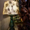 Paire de lampes balustres vertes & abat-jours lin impression fleurs naturelles – Image 5