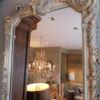Grand miroir Louis XV au mercure cadre en bois sculpté polychrome -France  XVIIIème siècle