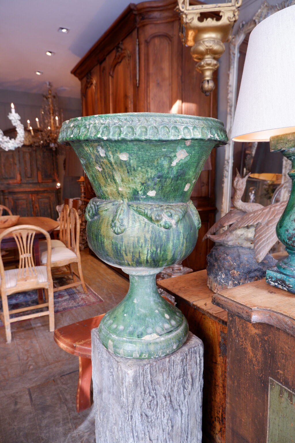 Suite de 3 grands vases  pied douche en terre-cuite émaillée de Castelnaudary - fin XVIIIe – Image 3