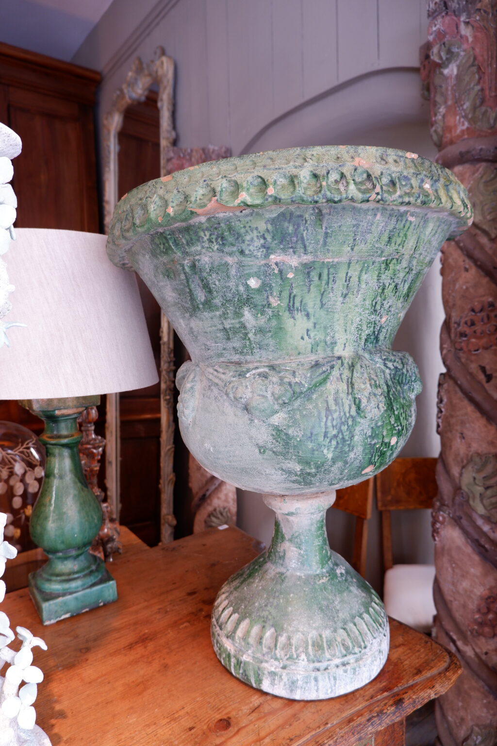 Suite de 3 grands vases  pied douche en terre-cuite émaillée de Castelnaudary - fin XVIIIe – Image 4