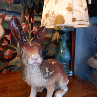 Large glazed ceramic rabbit from Bavent pottery - late 19th century