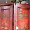 Cabinet d'époque XVIIIe décor chinoisant sur fond de laque rouge ca.1790 – Image 3
